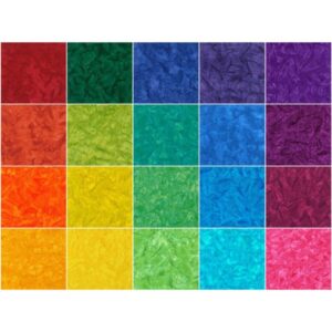 Robert Kaufman Fabric Quilt Kit - Artisan Batik Solids Prisma Dyes Bright Rainbow Charm Squares Pack, Quilt Kits for Beginners and Experts, 100% Cotton Fabric, 5" x 5"