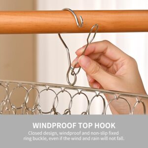 Zenquark Stainless Steel Sock Drying Rack, 2 Layers Swivel Hook Wind-Proof Sock Hanger Rack, Air Drying Rack with 20 Clips for Socks Underwear Knickers Shoe Insoles Baby Clothes Gloves