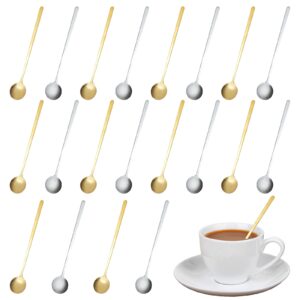 20 pcs 6.8 inches coffee spoons, espresso spoons, stainless steel stirring spoons with long handle, cute coffee bar accessories, mini gold spoons for dessert tea ice cream sugar cake cocktail coffee