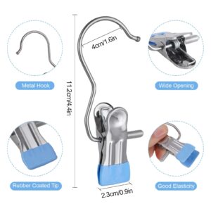 50PCS Space-Saving Clothespin Hat Pants Storage Hanging Travel Hook, Portable 360° Rotating Stainless Steel Hanging Hook Clips Towel Clips,Laundry Hooks Hanging Clips with Clips for Home and Travel