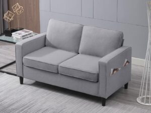 puremind grey loveseat couch for small spaces,cozy comfy two seater couch,lounge small sofa for bedroom,corner couch sofa,loveseat sofa with storage space