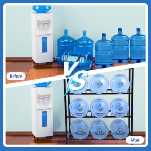 Nuogo 5 Gallon Water Jug Rack 5 Gallon Water Jug Holder Water Jug Holder Stand Heavy Duty Water Bottle Organizer Storage Rack Accessory for Home Room Kitchen(4 Tiers)