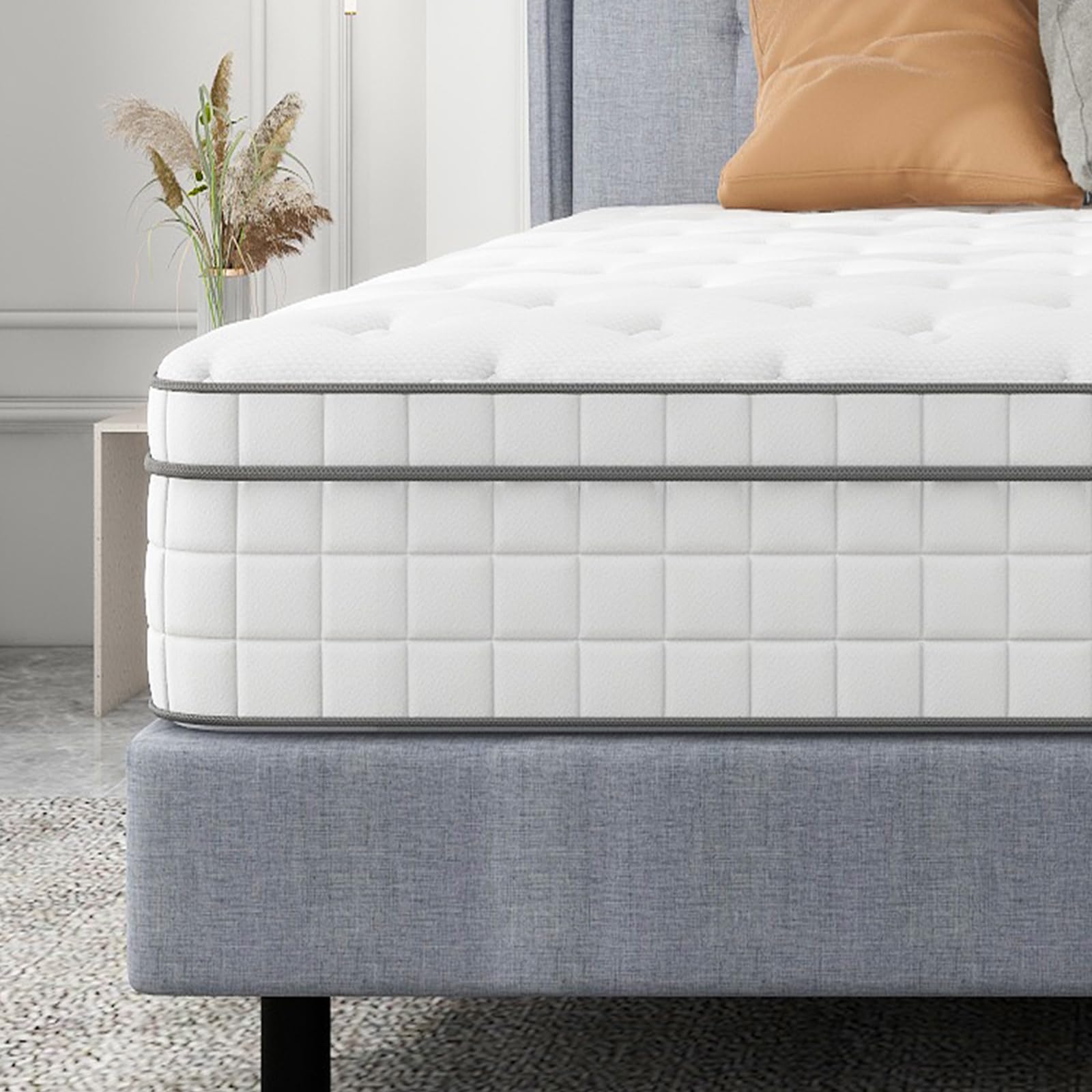 Gegcucey Queen Mattress, Innerspring Mattress with Breathable Foam and Pocket Spring for Motion Isolation, Medium Firm Hybrid Mattress in a Box (12 Inch, Queen (U.S. Standard))