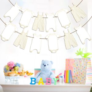 Neutral Gold Baby Shower Bunting for Baby Shower Decorations 12Pcs Baby Shower Banner for Neutral New Baby Party, Girl Boy Baby Shower Decor