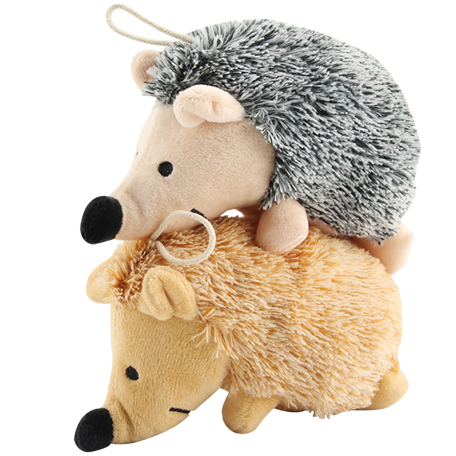 Pesoncarl Indestructible Dog Toy,Tough Dog Toys, Hedgehog Dog Toy 2PCS Hedgehog Squeaky Dog Toys, Built-in Squeaker Plush Interactive Dog Toys for Boredom Chew Toys Black and Brown