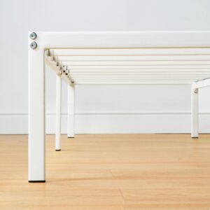 Best Price Mattress 14 Inch Simply Sturdy Metal Platform Bed, White-Queen