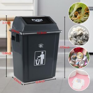 Saedy 6.5 Gallon Kitchen Garbage Can with Swing Cover, 4 Pack Plastic Trash Can, Gray