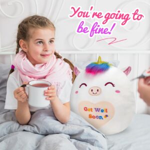 Athoinsu 12" Get Well Soon Unicorn Plush Pillow Soft Sofa Cushion Squishy Plushie Toy Cute Stuffed Animal Room Decor Feel Better Gifts for Recovering Patient