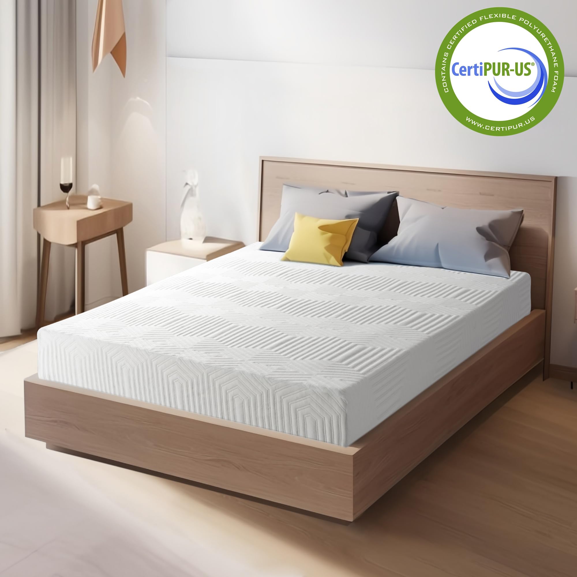 Planet Sleepings 8 Inch Queen Memory Foam Mattress, Gel Foam Mattress with Breathable Cover, Bed in a Box CertiPUR-US Certified, Covered Mattress Wave Mattress