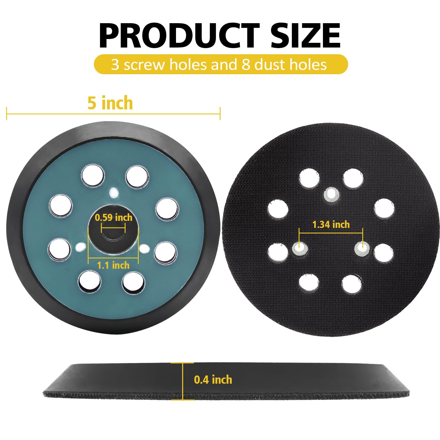 5 Inch Replacement Sander Pad for DeWalt D26451,D26453,DW4388,DW421,Compatible with BO5010,BO5030K,BO5031K,BO5041K and Porter Cable 382 Orbital Sander