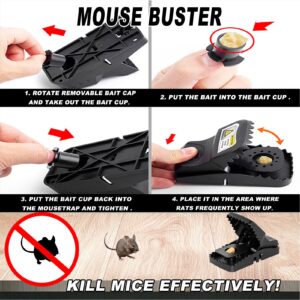 Gavigain 6Pcs Mouse Traps,Plastic Material High Sensitivity Touchless Design Secure Reusable Mouse Catcher Trapping Tool