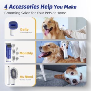 buenkee Dog Grooming Kit with Pet Grooming Vacuum, Dog Clipper, Pet Grooming Shedding Brush, Cleaning Tool in 1, Low Noise Dog Vacuum for Dogs Cats