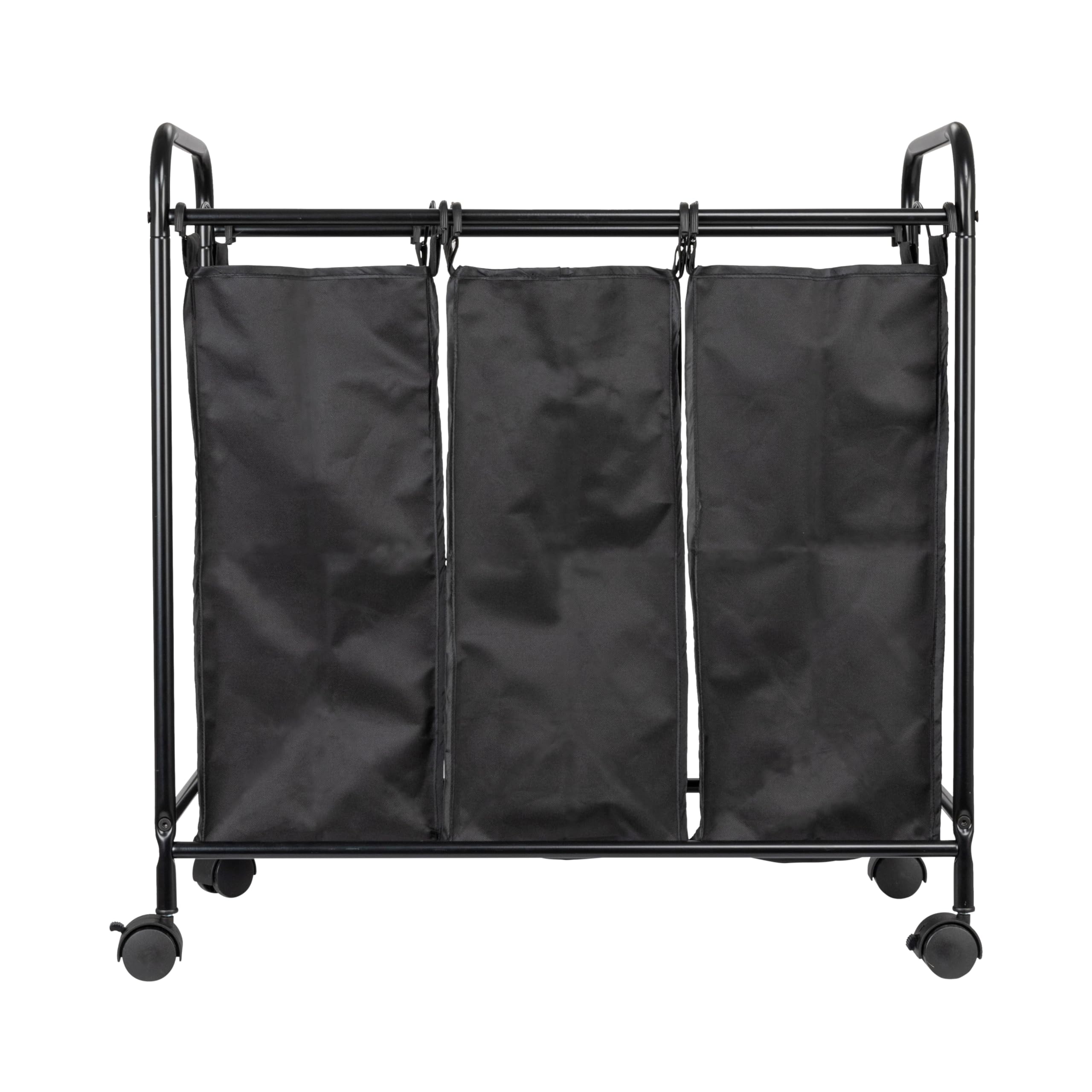 Household Essentials Rolling Triple Laundry Sorter, Black