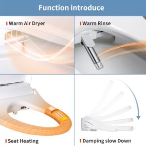 KERDE P30L Electric Bidet Toilet Seat,Bidets For Existing Toilets,Rlongated,One-click Intelligent Operation, Warm Water Cleaning,Slow Close,Seat Cushion Keep Constant Temperature In Winter