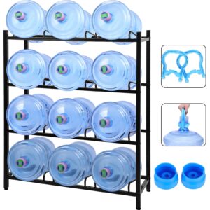 nuogo 5 gallon water jug rack 5 gallon water jug holder water jug holder stand heavy duty water bottle organizer storage rack accessory for home room kitchen(4 tiers)