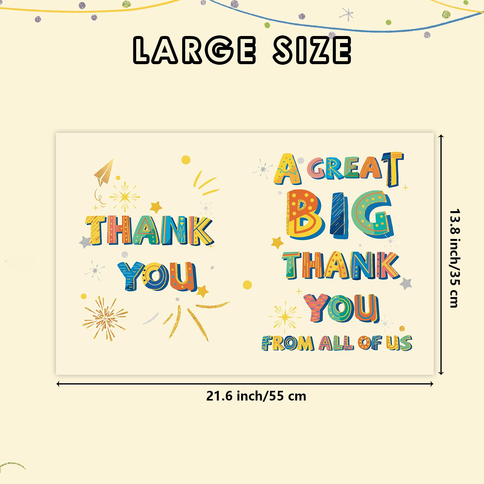 HOMANGA Large Thank You Card, 13.8 x 21.6 Inch Jumbo Colorful Thank You Card, A Great Big Thank You Card with Envelope, Giant Appreciation Greeting Card, Huge Gratitude Card for Boss, Teacher, Couch