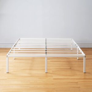 Best Price Mattress 14 Inch Simply Sturdy Metal Platform Bed, White-Queen