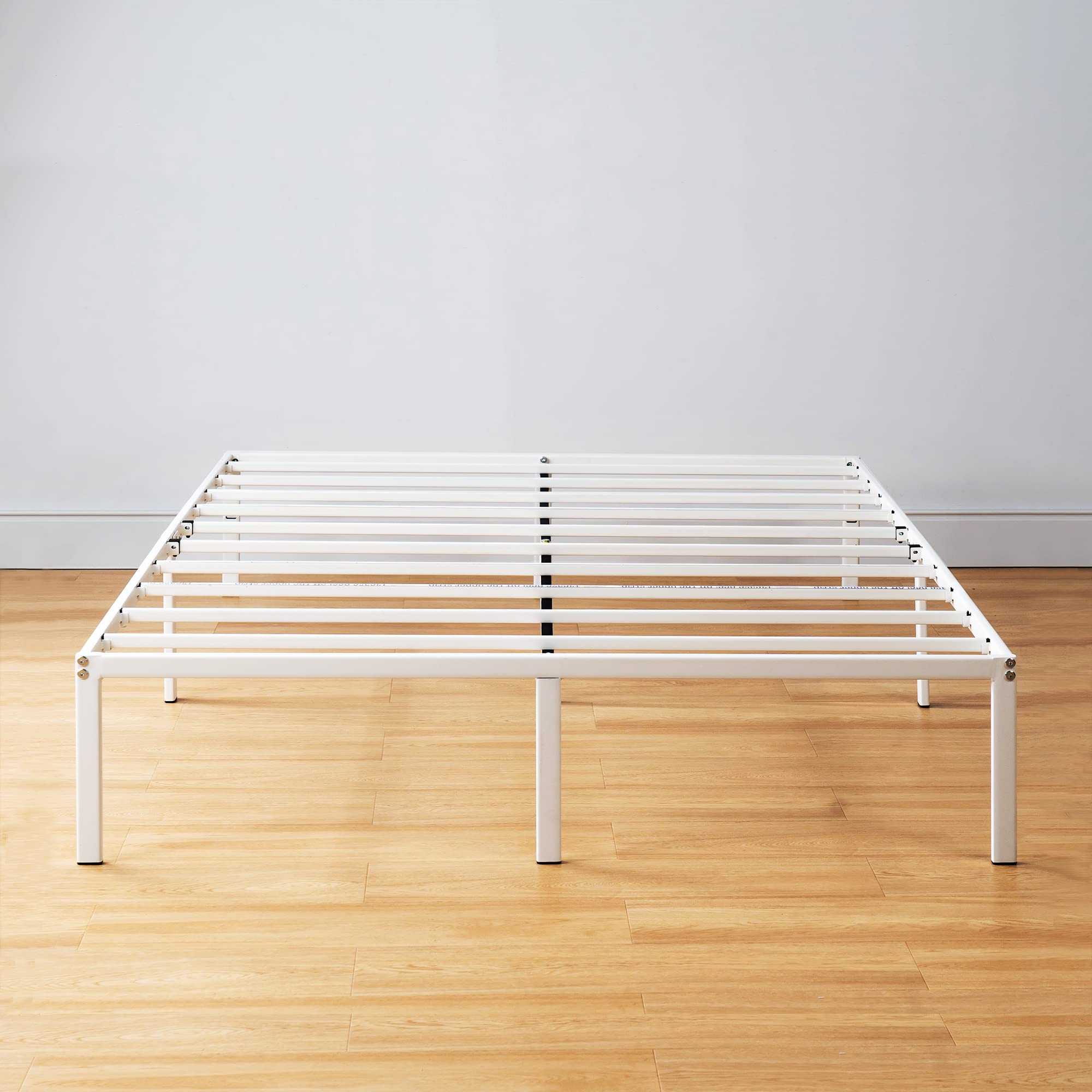 Best Price Mattress 14 Inch Simply Sturdy Metal Platform Bed, White-Queen