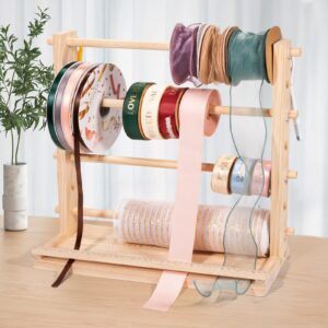 PUNLUXU Ribbon Organizer Storage Rack Spool Holder Sewing Craft Wreath Mesh Crochet Thread Tulle Roll Washi Tape Craft Gift Florist Wrapping,19.6 in