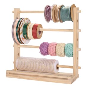 punluxu ribbon organizer storage rack spool holder sewing craft wreath mesh crochet thread tulle roll washi tape craft gift florist wrapping,15.7 in