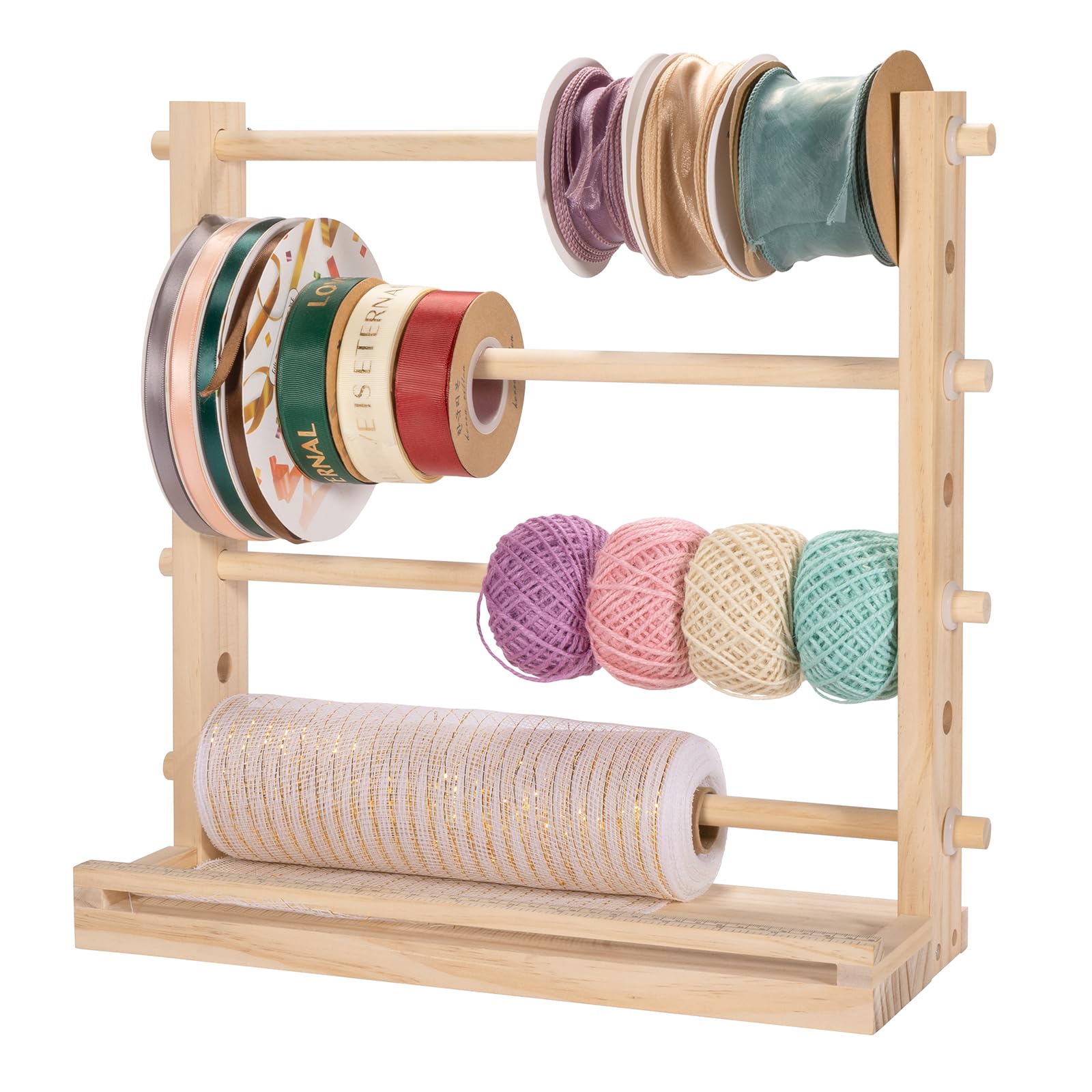 PUNLUXU Ribbon Organizer Storage Rack Spool Holder Sewing Craft Wreath Mesh Crochet Thread Tulle Roll Washi Tape Craft Gift Florist Wrapping,15.7 in