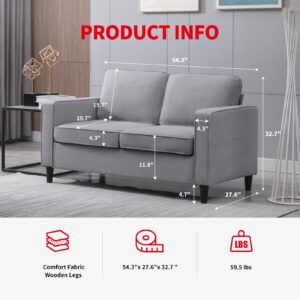 PUREMIND Grey Loveseat Couch for Small Spaces,Cozy Comfy Two Seater Couch,Lounge Small Sofa for Bedroom,Corner Couch Sofa,Loveseat Sofa with Storage Space