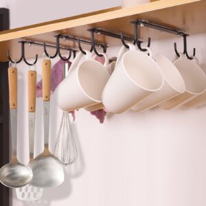 EigPluy Mug Hooks Under Cabinet,3 Pieces Under Cabinet Mug Holder,Under Shelf Mug Organizer Rack with 12 Hooks,Display Hanging Storage Hook for Mugs/Coffee Cups/Kitchen Utensils, Black