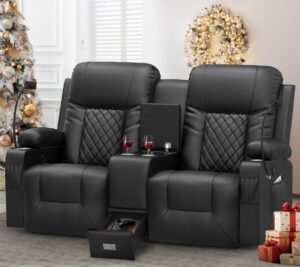 yonisee large loveseat recliner, loveseat recliner sofa with storage console, recliner chair with usb ports, 2 cell phone holders, cup holder, loveseat couch for living room