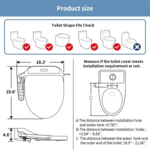 KERDE P30L Electric Bidet Toilet Seat,Bidets For Existing Toilets,Rlongated,One-click Intelligent Operation, Warm Water Cleaning,Slow Close,Seat Cushion Keep Constant Temperature In Winter