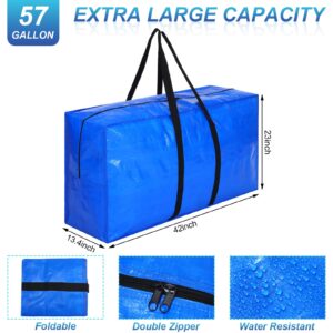 Windyun 4 Pcs Extra Large Storage Bags XL Storage Bags Heavy Duty Moving Bags Totes Moving Boxes Supply for College Foldable Duffle Bag for Travel Clothes Bedding Moving Supplies (Blue,57 Gallon)