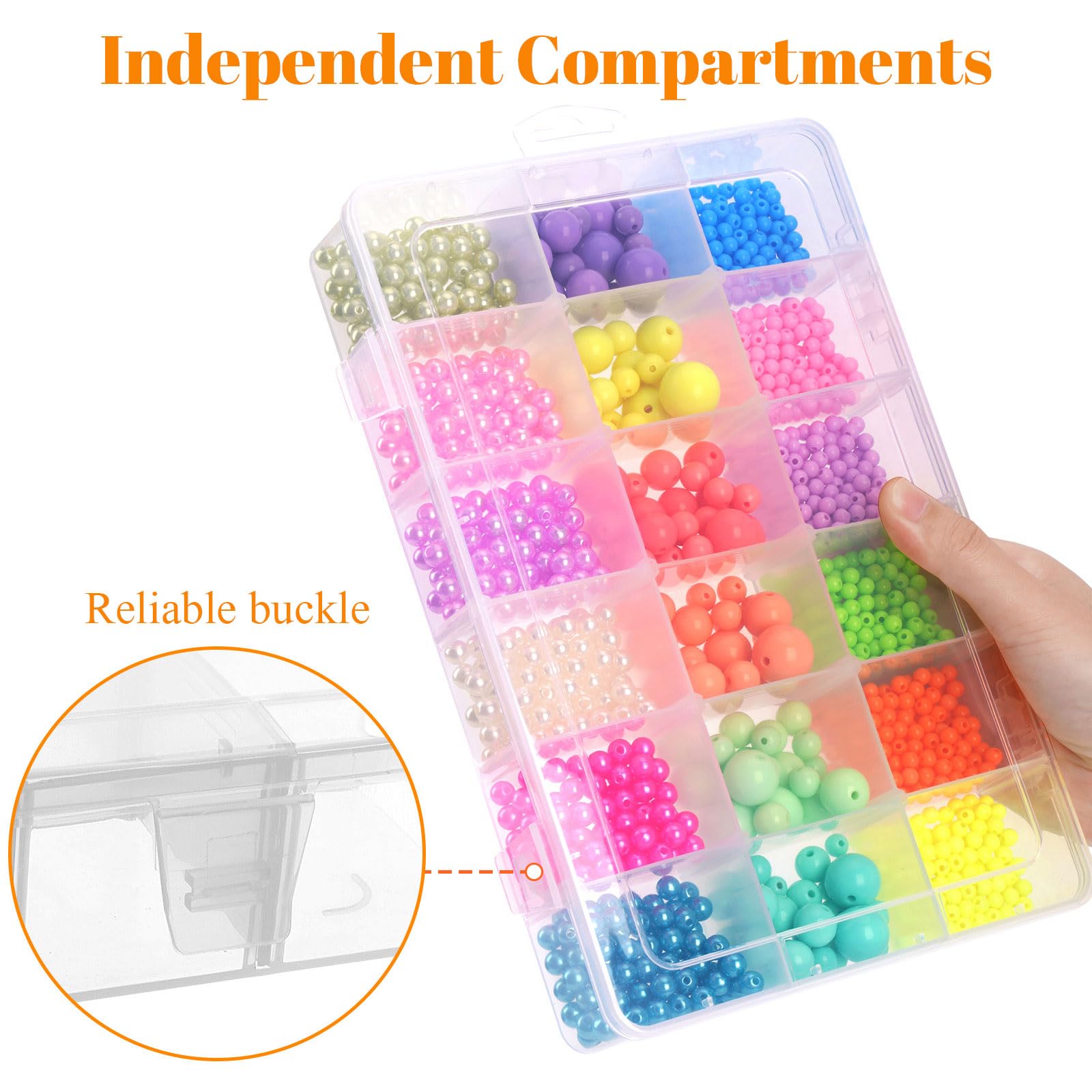 Bluedale 18 Grids Plastic Bead Organizer Box, Detachable Craft Organizer Container, Large Compartment Box with Dividers for Jewelry, Art DIY, Washi Tapes, Fishing Box, Tackle Box