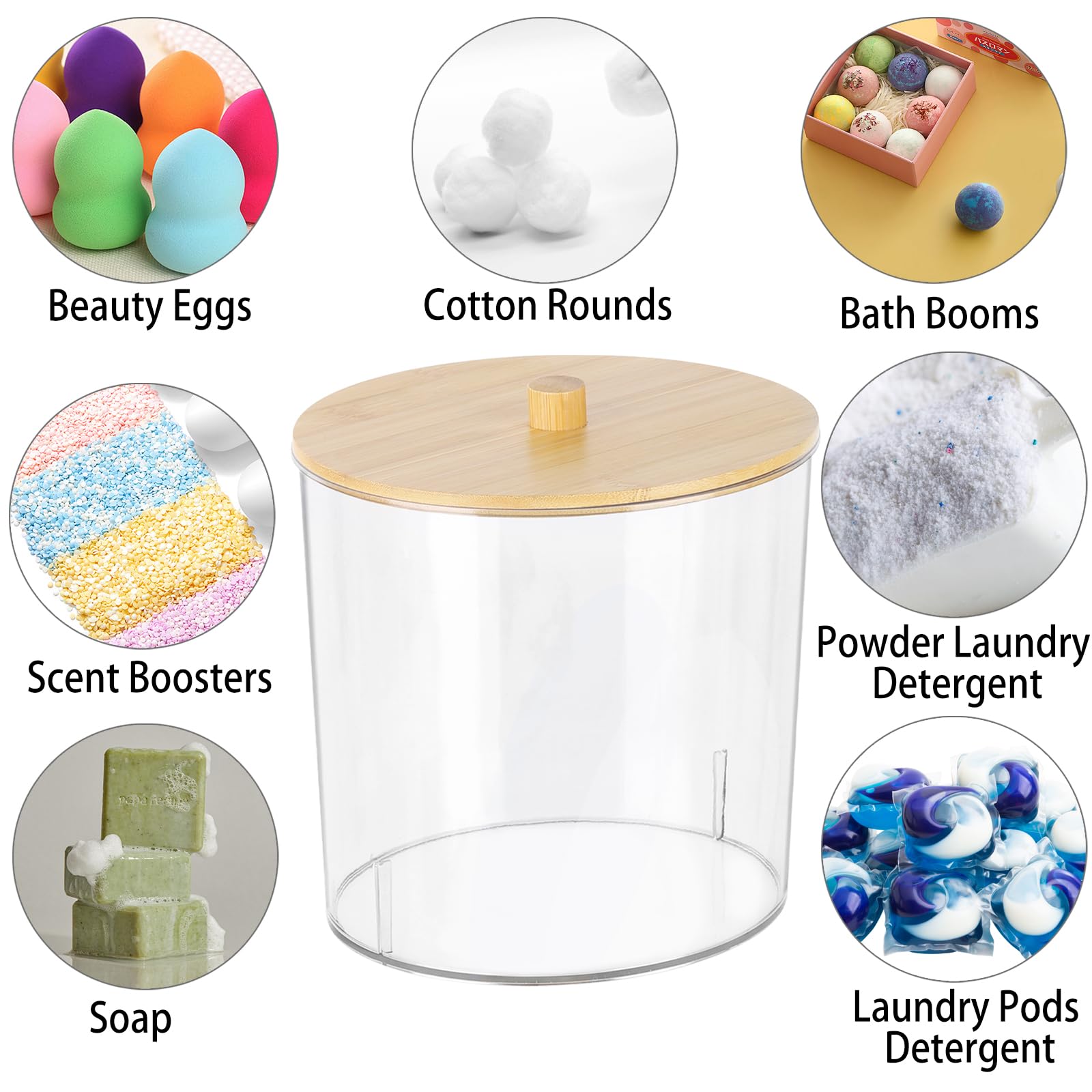 2 Pack Laundry Detergent Pods Container Plastic Bathroom Storage Container Holder for Holding Detergent Pods Bath Bombs Scent Boosters