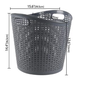 Yesdate 6-Pack 30 L Plastic Laundry Hamper, Large Plastic Storage Basket, Gray