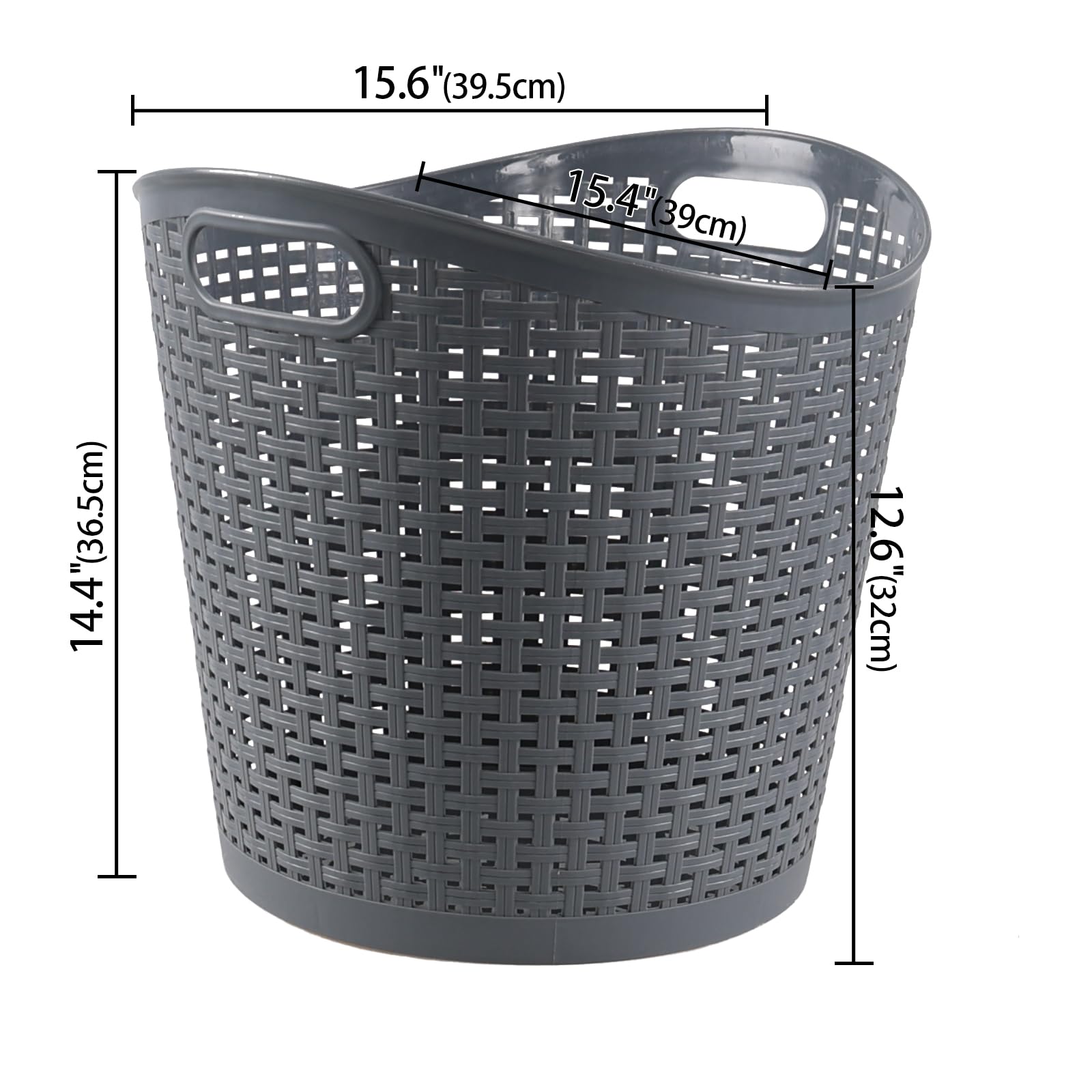 Yesdate 6-Pack 30 L Plastic Laundry Hamper, Large Plastic Storage Basket, Gray