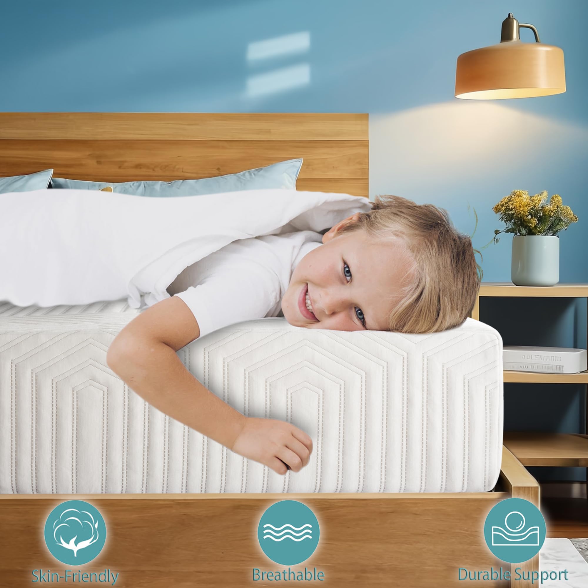 Planet Sleepings 8 Inch Queen Memory Foam Mattress, Gel Foam Mattress with Breathable Cover, Bed in a Box CertiPUR-US Certified, Covered Mattress Wave Mattress