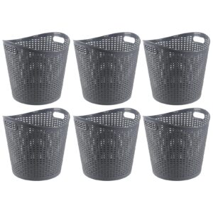 yesdate 6-pack 30 l plastic laundry hamper, large plastic storage basket, gray