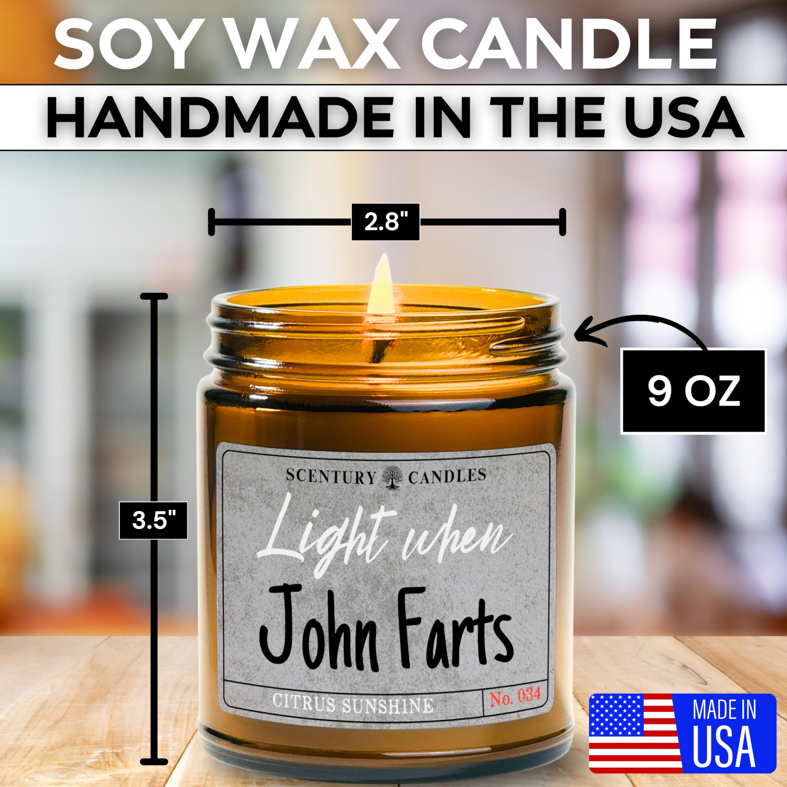 PERSONALIZED Light When Farts Candle, 21 Scents to Choose From, Add Your Name, 9 Ounce Soy Candle, Handmade In The USA