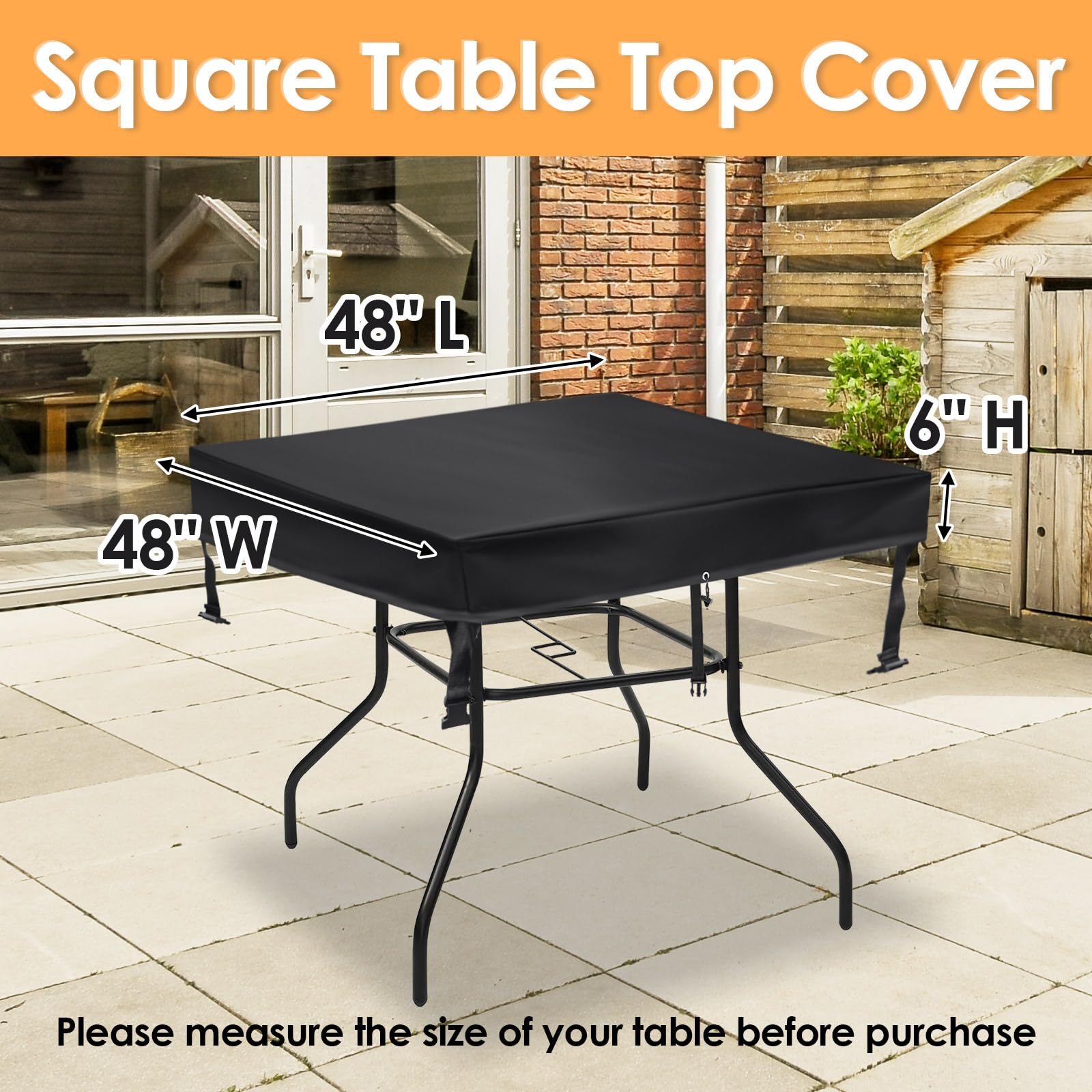 TOHONFOO Square Patio Table Cover - Waterproof Anti-UV Patio Table Cover - Outdoor Table Cover 48" L x 48" W x 6" H