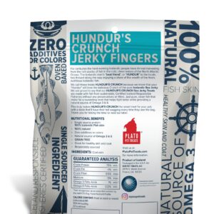 PLATO Hundur's Crunch Fish Dog Treats Variety Pack, (1) Fish Jerky Fingers 3.5oz and (1) Fish Jerky Minis 3.5oz, 7oz Total