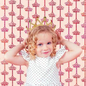 MENSTARSI Pink Party Decorations, 2 Pack Queen Crown Shaped Backdrop, 3.3x6.6 ft Foil Fringe Curtains Photo Booth Props for Birthday, Girls Princess Bridal Baby Shower Engagement Wedding Party Decor