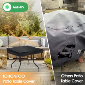 TOHONFOO Square Patio Table Cover - Waterproof Anti-UV Patio Table Cover - Outdoor Table Cover 48" L x 48" W x 6" H