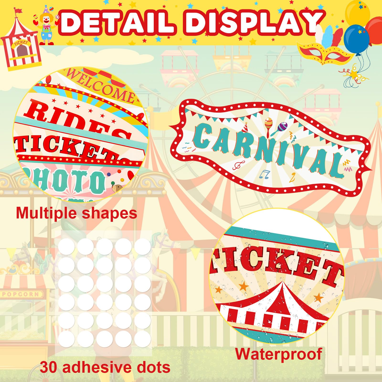 20 Pieces Carnival Decorations Circus Theme Party Directional Signs Carnival Party Signs Welcome to The Circus for Kids Carnival Birthday Party Decorations Supplies