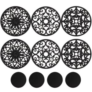 Studio Cornelia's 6 Decorative Heat Resistant Silicone Trivet Mats for Hot Pots, Pans and Dishes + 4 Coasters - Trivets Protect a Kitchen Table, Quartz Counter or Large Countertops from Heat