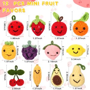 Mindsoft 12 Pcs Inspirational Team Gift Positive Fruit Gift Crochet Keychain Charm Cute Knitted Fruit Smile Face Charm Motivational Appreciation Gift for Christmas Employee Team Gifts