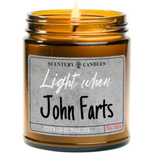 personalized light when farts candle, 21 scents to choose from, add your name, 9 ounce soy candle, handmade in the usa