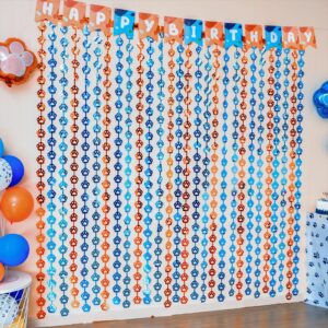 LOLStar Blue Dog Birthday Party Supplies, 2 Packs of 3.3X6.6 ft Orange Blue and Light Blue Dog Paw Foil Fringe Curtains,Blue and Orange Backdrop,Photo Booth Prop for Blue Dog Themed Party Decorations