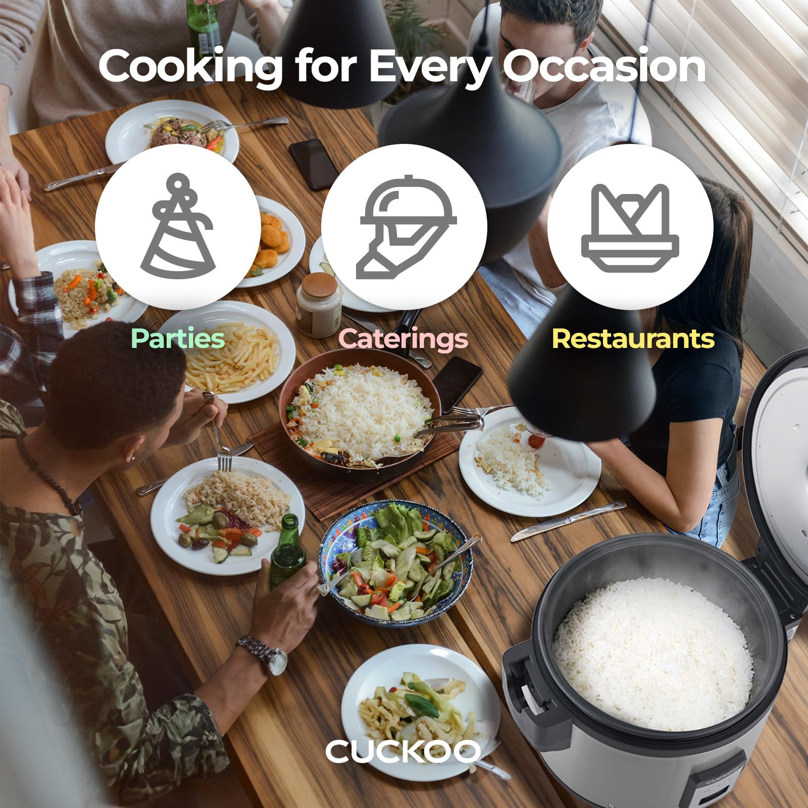 CUCKOO CR-3055 30-Cup (Uncooked) / 60-Cup (Cooked) Large Capacity Commercial Rice Cooker & Warmer with Nonstick Inner Pot, Switch Press (Silver/Black)