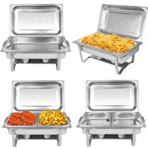 ORNKAT Chafing Dish Buffet Set[4 Pack] 8QT Stainless Steel Buffet Chafers,Catering Food Warmers Set with 6 Trays