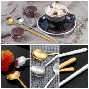 20 Pcs 6.8 Inches Coffee Spoons, Espresso Spoons, Stainless Steel Stirring Spoons with Long Handle, Cute Coffee Bar Accessories, Mini Gold Spoons for Dessert Tea Ice Cream Sugar Cake Cocktail Coffee