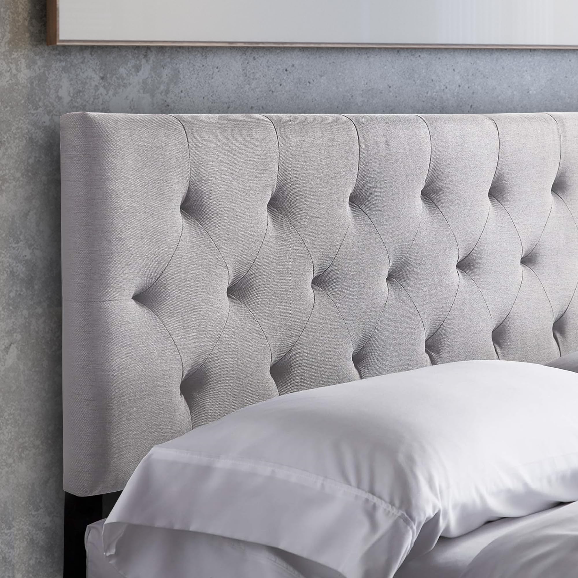 Bold City Accents Bed Headboard - Mid-Rise Diamond Tufted Upholstered Headboard Queen Size Full Size - Adjustable Height Full Headboard - Bed Frame or Wall Mount